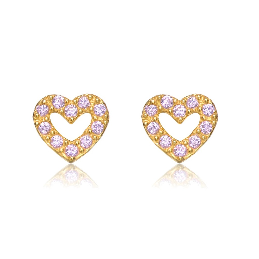 NWT 14K Pink Gold Plated Heart Stud Earrings